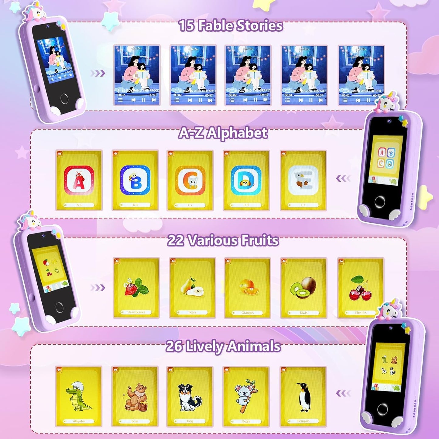 Cason Small Smart Phone for Boys & Girls,2.8” Touch Screen Mini Toy Phone for Kids with Dual Camera, Music Player, Games Kids Mobile with 8GB SD Card