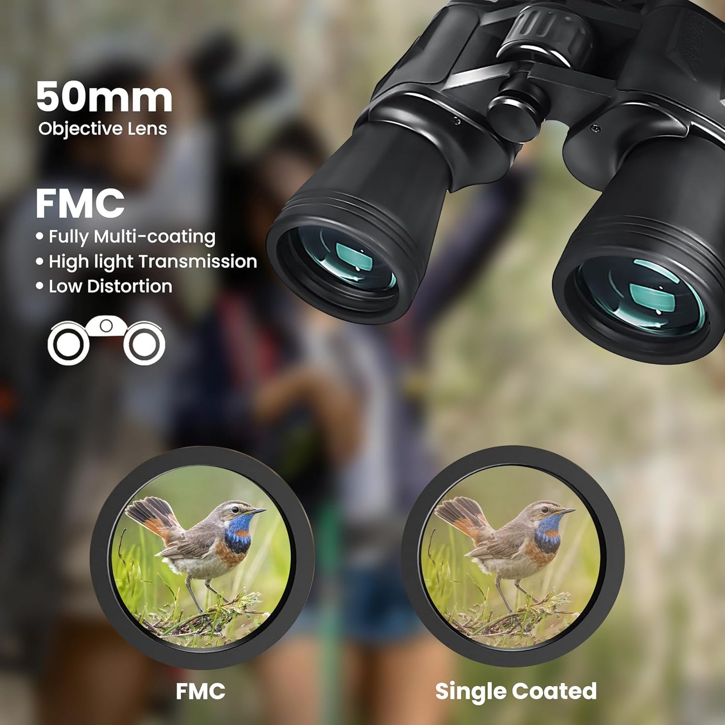 Cason -Binoculars for Long Distance 10 x 50 Binocular for Adults | Wide Eye Peice | FMC Green Coating | BAK 4 Glass | Binoculars for Bird Watching,Wildlife,Safari (Black)