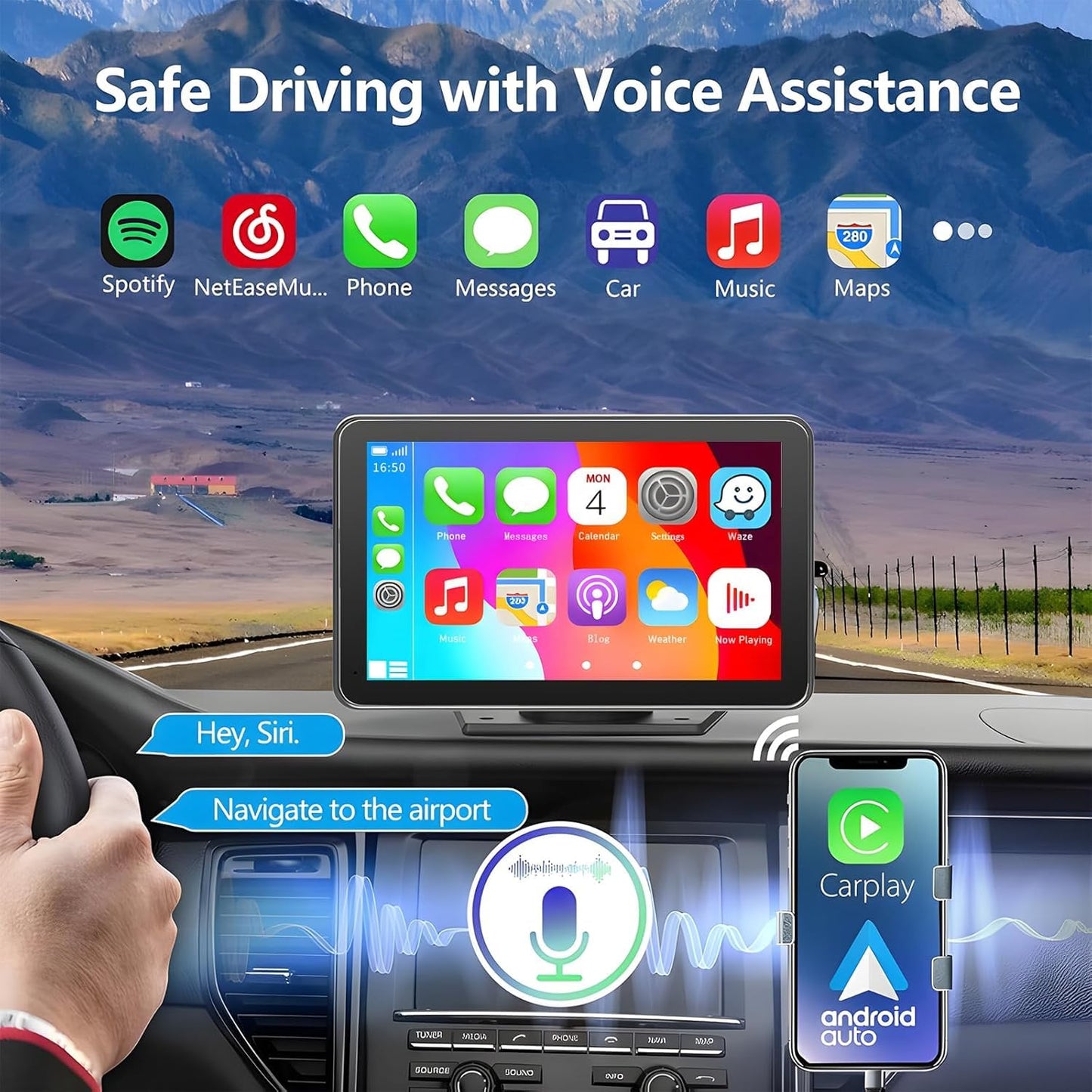 Cason Upgraded Carplay/Car Android System Touch Screen 7-Inch Android Car Stereo Infotainment System IPS LED Display Screen with Voice Control,BT for All Vehicles