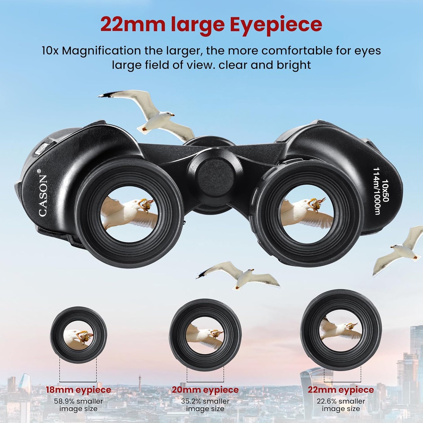 Cason -Binoculars for Long Distance 10 x 50 Binocular for Adults | Wide Eye Peice | FMC Green Coating | BAK 4 Glass | Binoculars for Bird Watching,Wildlife,Safari (Black)