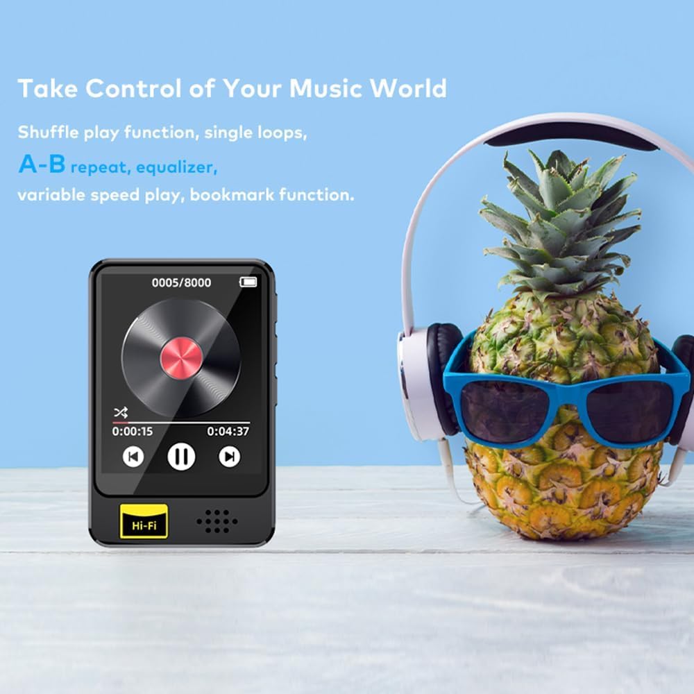Cason 32GB Mini MP3 Music Player with Bluetooth,Touch Screen, Video Playback – Pocket-Sized MP3 Player for Voice Recording,Fm Radio & Music on the Go-Expanded Up to 128GB (Black)