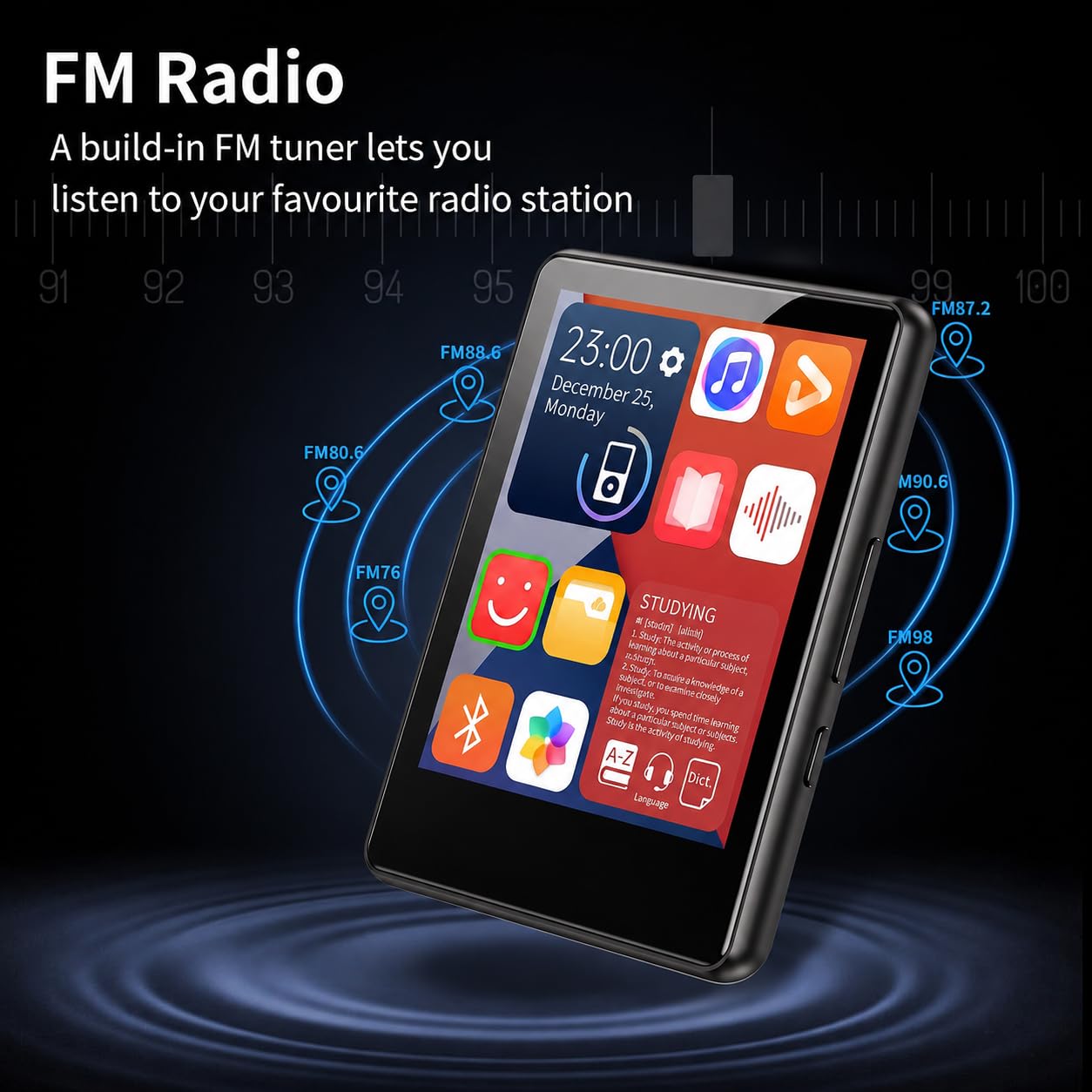 Cason Mini MP3 Music Player with,2.4 Inch Full Touch Screen, Bluetooth 5.0,Audio Player with HiFi Music,Video Playback,Pocket-Sized MP3 Player with FM Radio