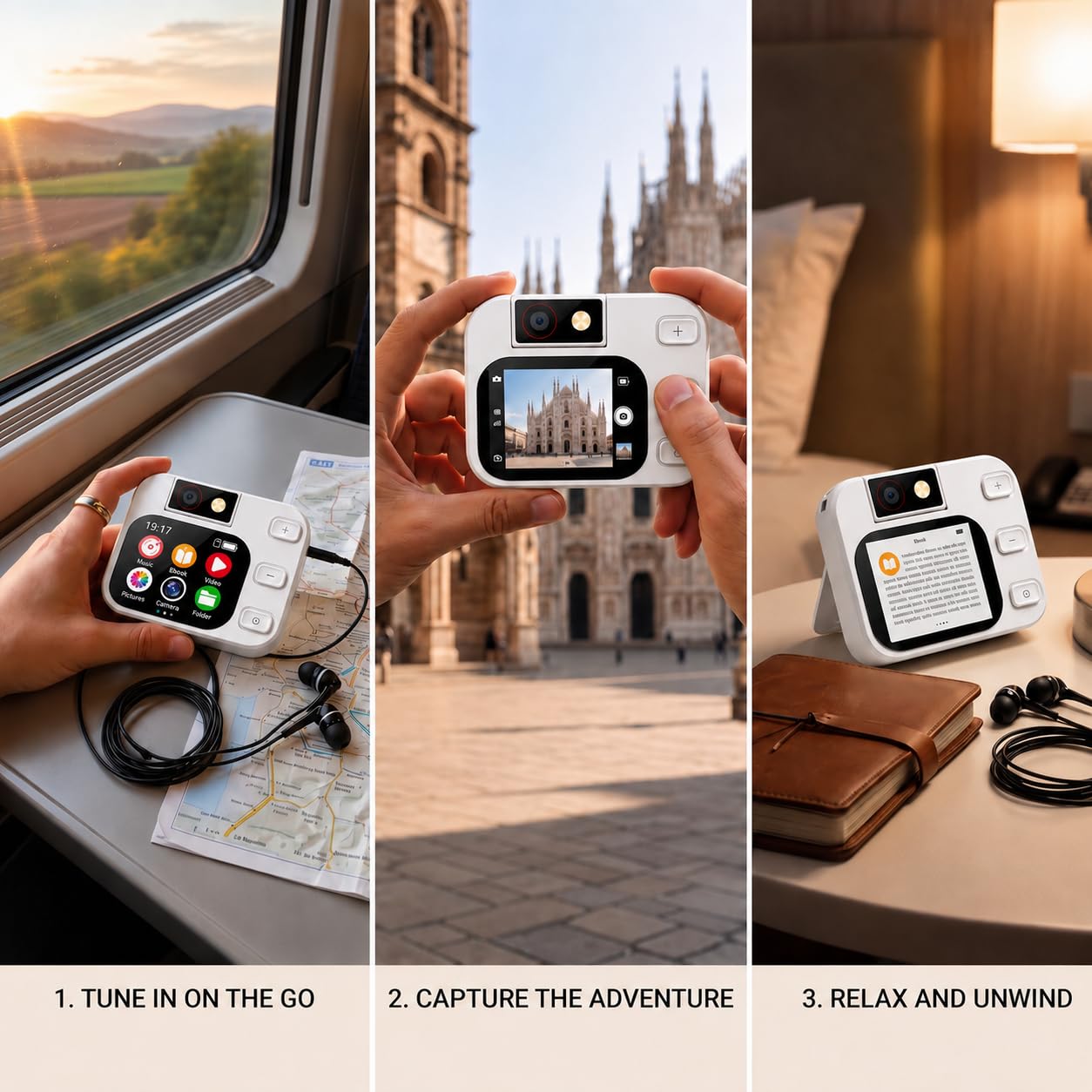 Cason Mini MP3 Music Player with Bluetooth & 180° Rotating Mini Camera,Touch Screen Audio Player with Built-in Speaker, Pocket-Sized MP3 Player with FM Radio,E-Book -Expanded Up to 128GB (White)