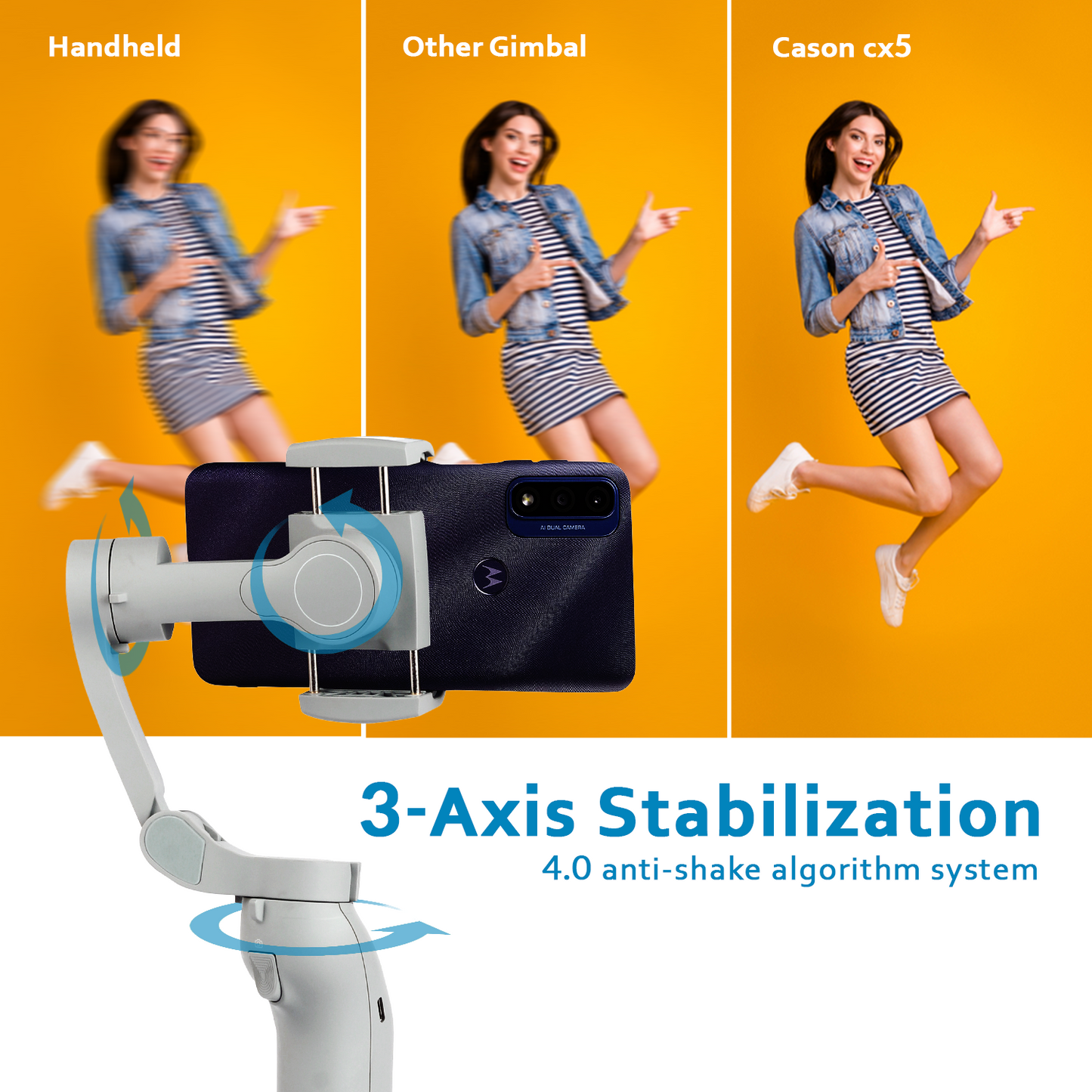 Cason CX5 Handheld 3-Axis Gimbal for Smartphone  Supports iPhone & Android