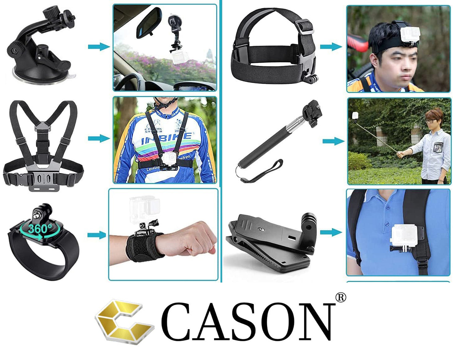 Cason -14 in 1 Premium Action Camera Accessories Kit/Accessories Action CameraAction Camera Accessories