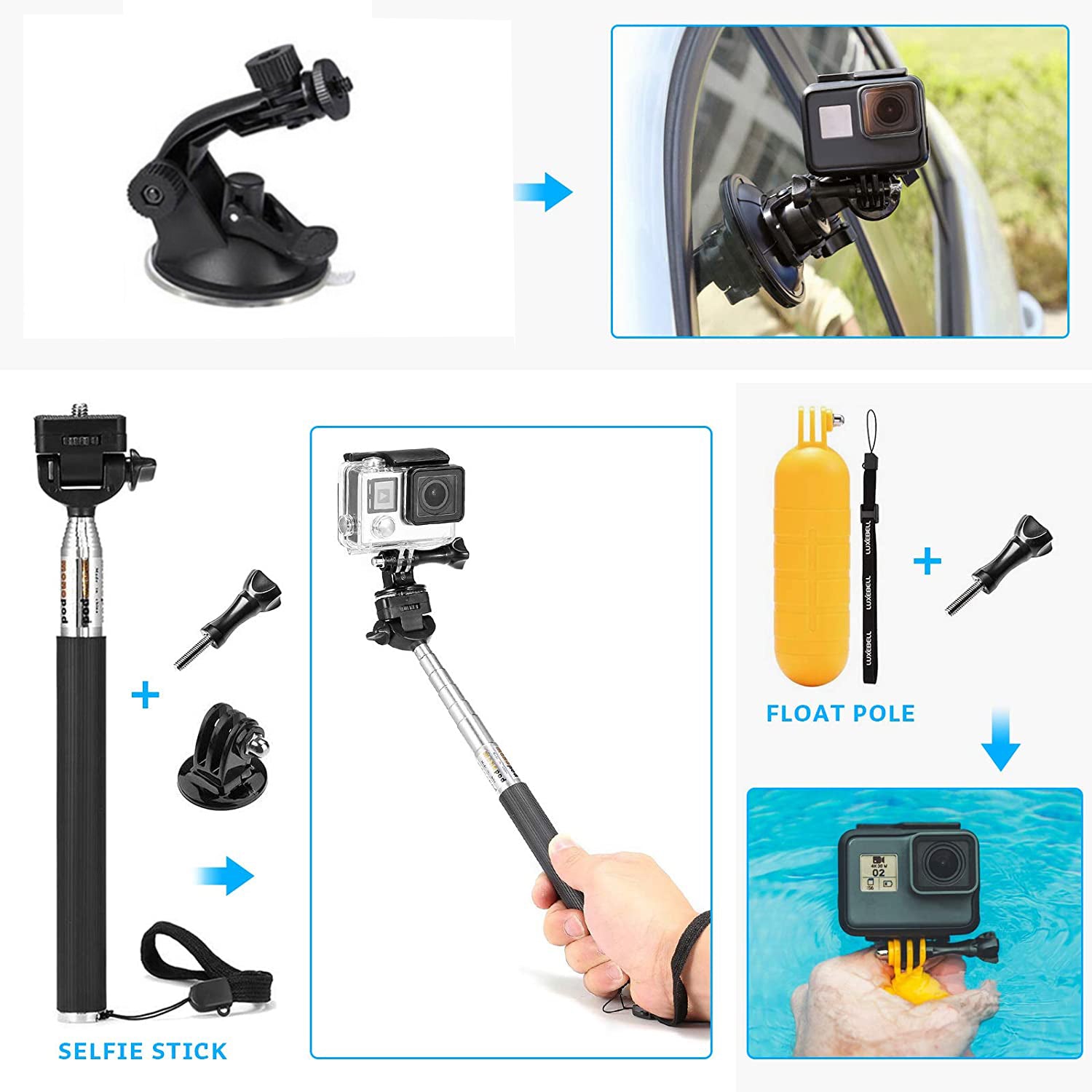 Cason - 30 in 1 Premium Action Camera Accessories Kit/Accessories Action CameraAction Camera Accessories