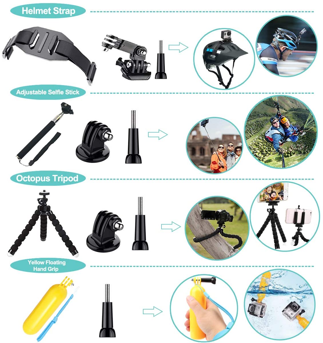 Cason -50 in 1 Premium Action Camera Accessories Kit/Accessories Action CameraAction Camera Accessories
