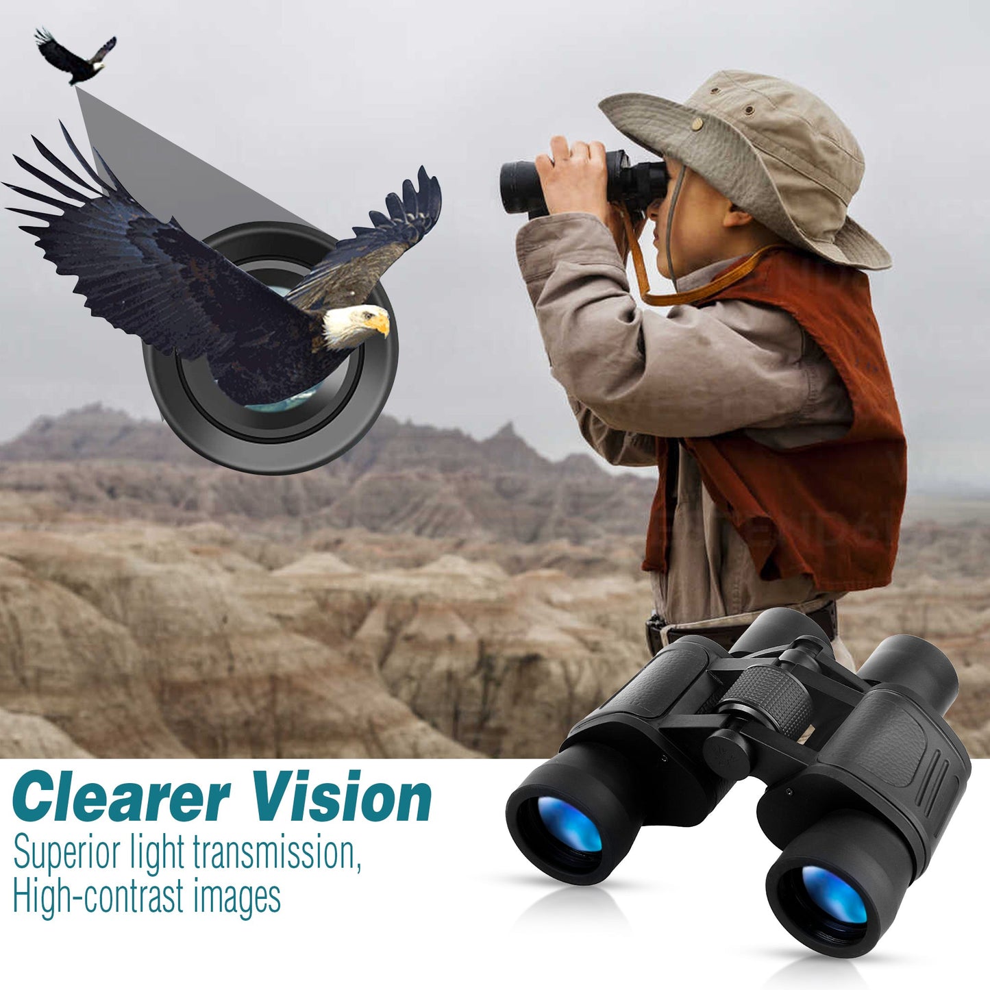 Cason Binoculars Professional 8 X 40 HD Folding 8 X Zoom Binoculars (Black)Binoculars