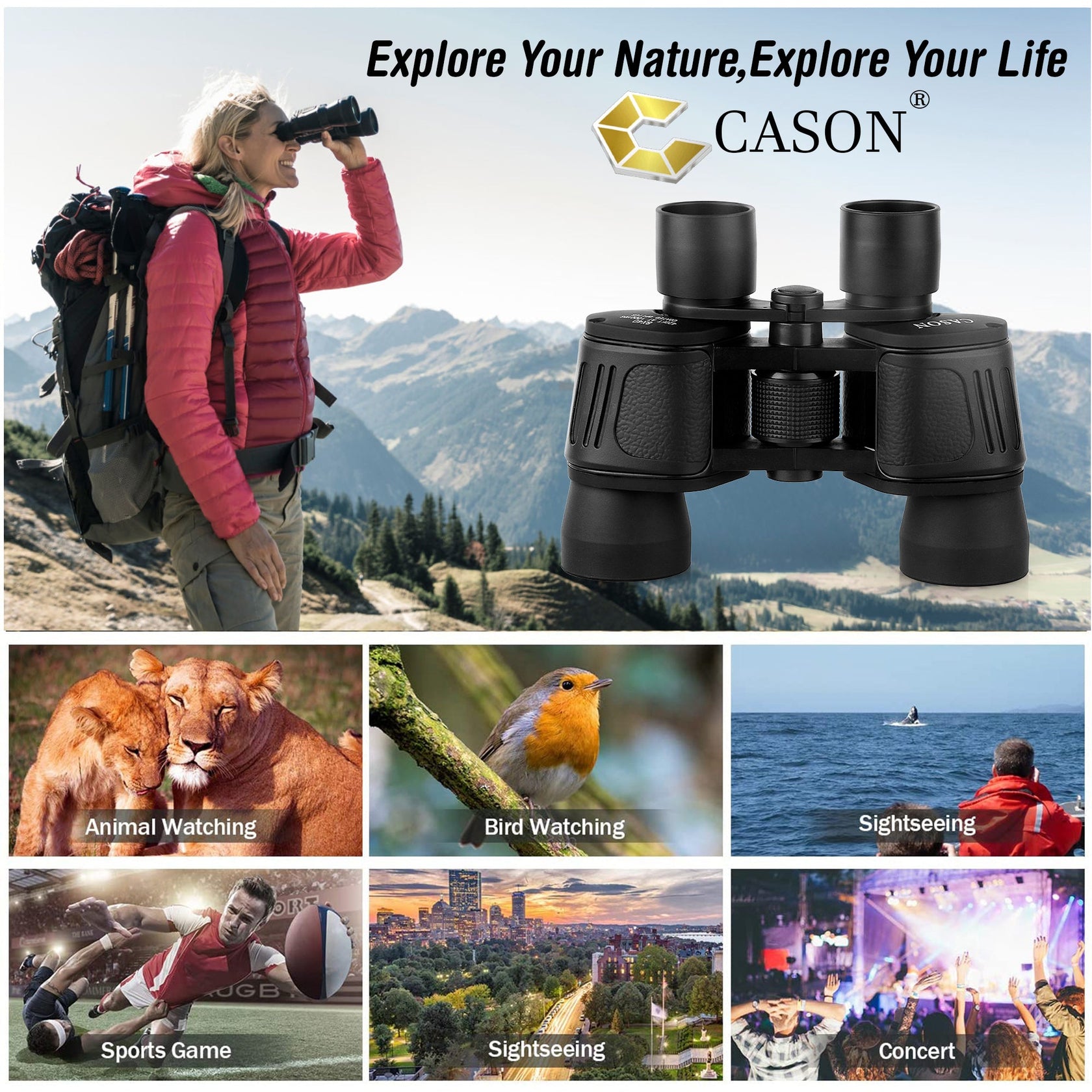 Cason Binoculars Professional 8 X 40 HD Folding 8 X Zoom Binoculars (B cason.in