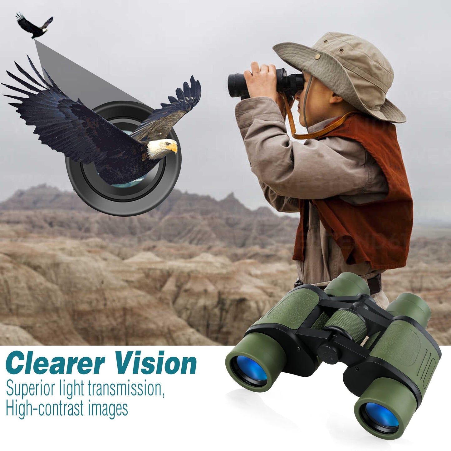 Cason Binoculars Professional 8 X 40 HD Folding 8 X Zoom Binoculars (Green)Binoculars