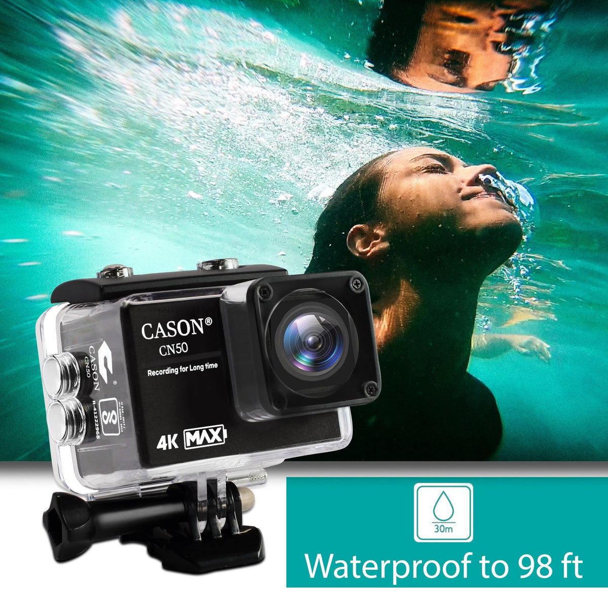 CASON CN50 Action Camera with 3000 mAh Inbuilt Battery (3-4 Hrs Work t ...