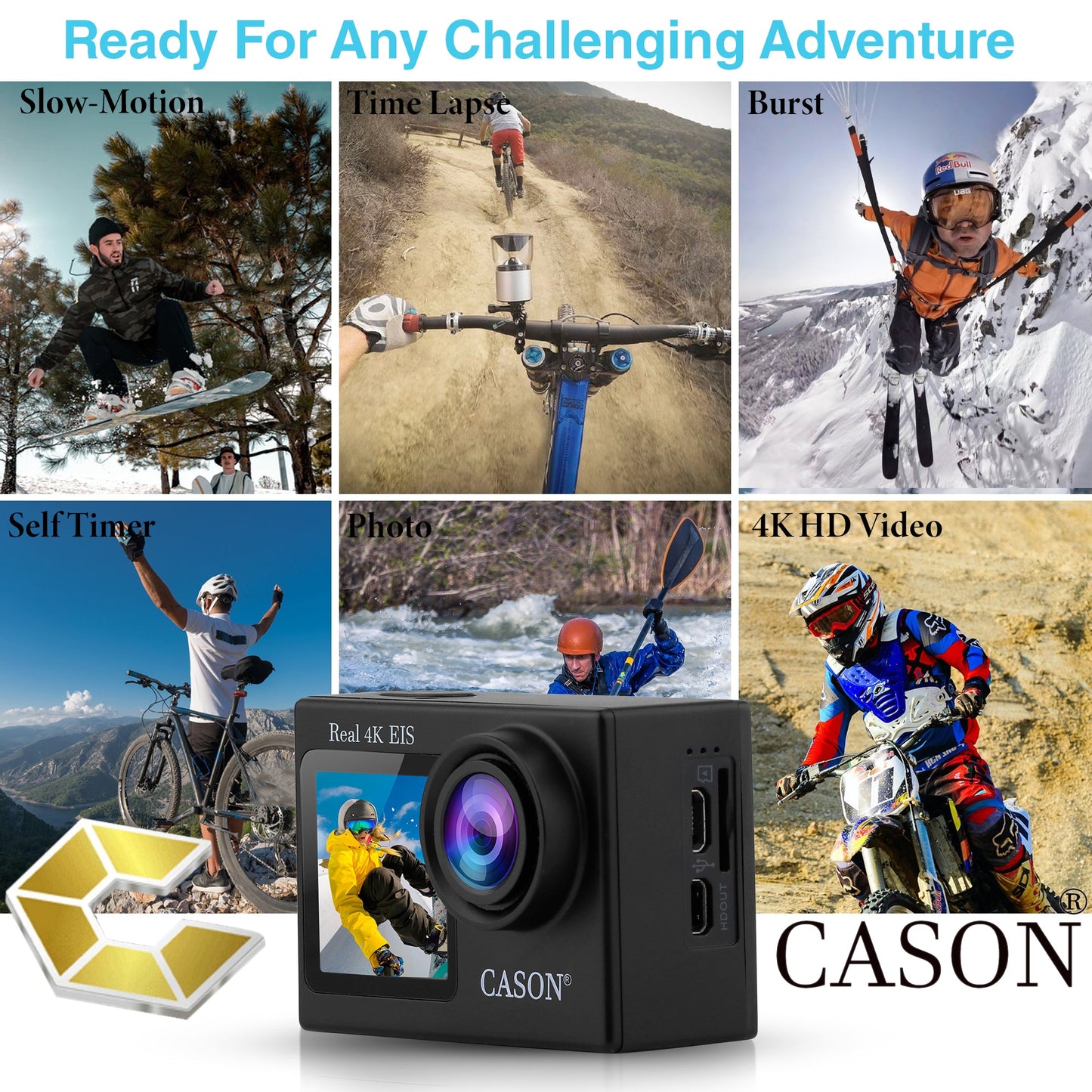 Cason CS6 Action Camera 4K Dual Screen With Accessories KitAction Camera