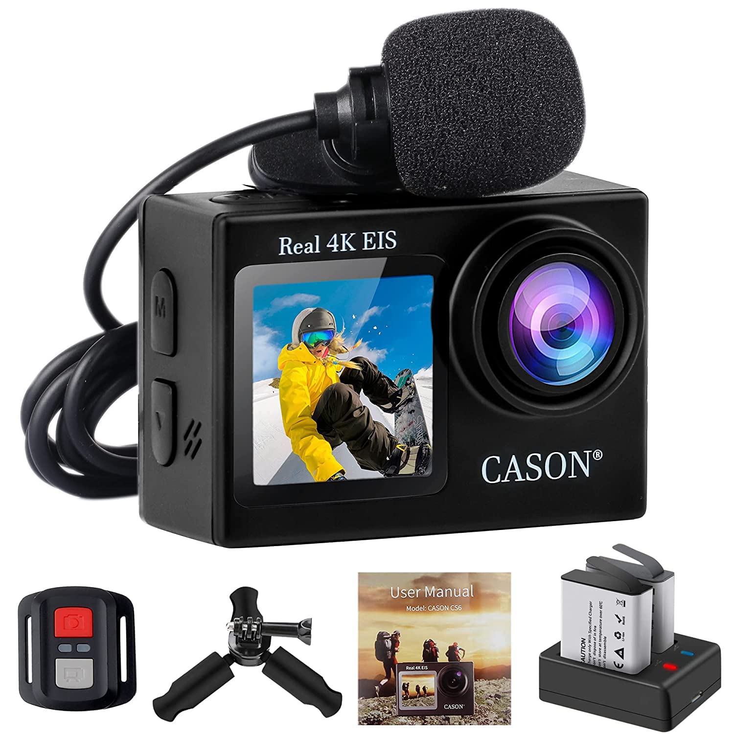 Cason CS6 Action Camera 4K Dual Screen With Accessories KitAction Camera