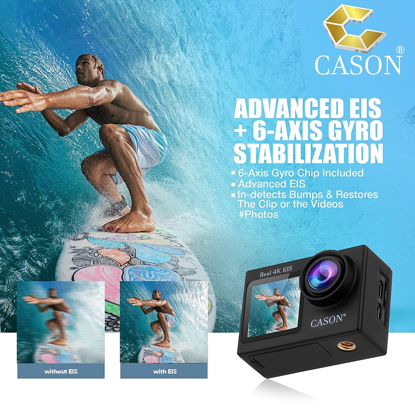 Cason CS6 Action Camera 4K Dual Screen With Accessories KitAction Camera