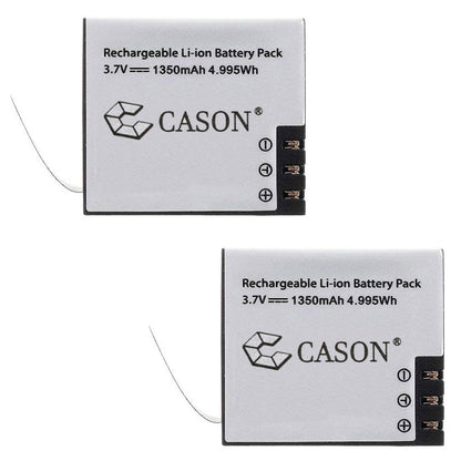 Cason - Premium 1350 mAh Li-ion Rechargeable Batteries for Cason CN10 & CS6Action Camera Accessories