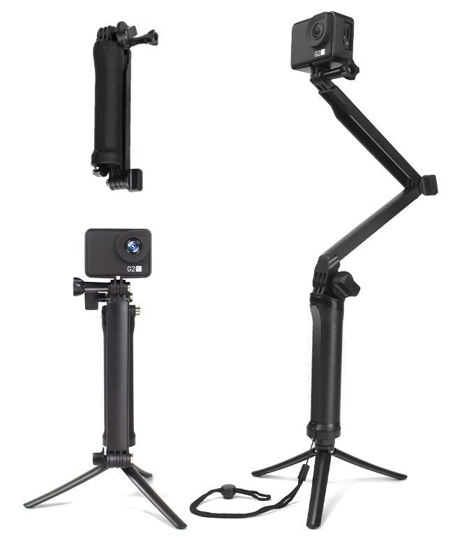 Cason -Tripod for Action Camera 3-Way Monopod Grip Foldable Selfie Stick