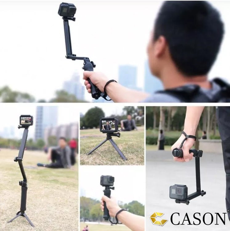 Cason -Tripod for Action Camera 3-Way Monopod Grip Foldable Selfie Stick