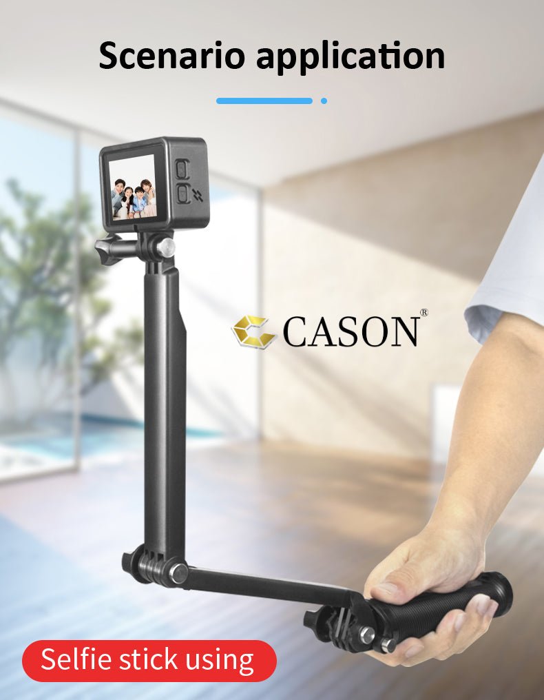 Cason -Tripod for Action Camera 3-Way Monopod Grip Foldable Selfie Stick